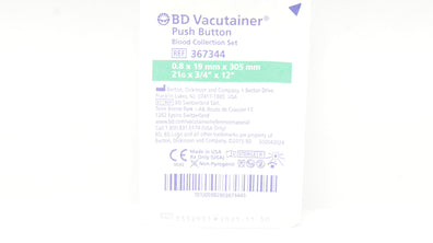 BD 367344 Vacutainer Push Button Blood Collection Set 21G x 3/4inch x 12inch